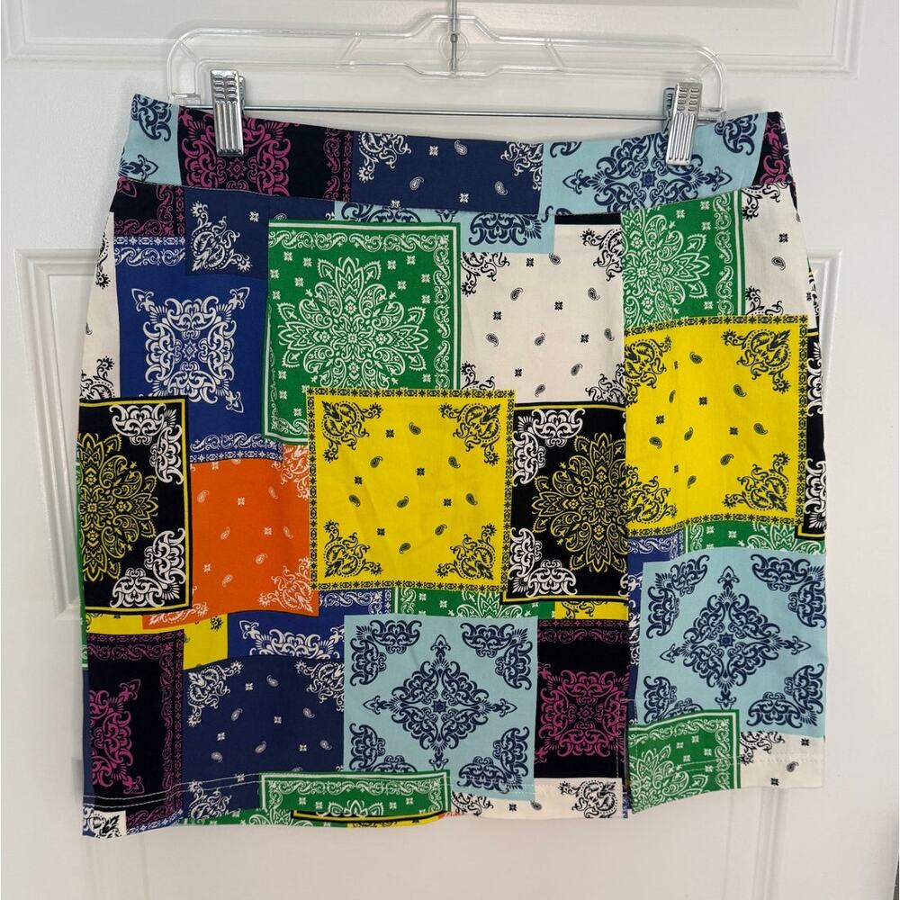 Like an Angel Bandana Patchwork Mini Skirt 1X Multicolor Y2K Street Style